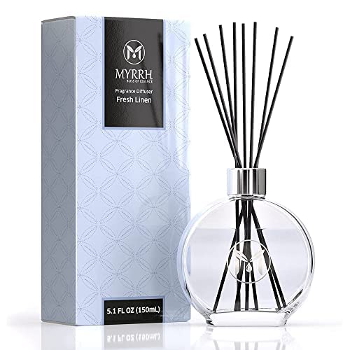 Fresh Linen Scented Reed Diffuser Set with 8 Rattan Diffuser Sticks