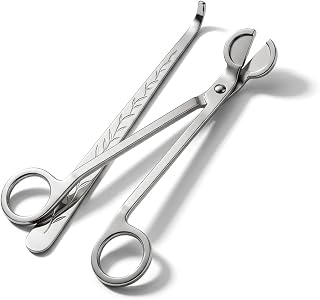 Candle Wick Trimmer and Snuffer Set, 7.9 inch Wick Scissors and Dipper Hook, 2-Piece Candle Accessory Kit, Copper Nickel Plated