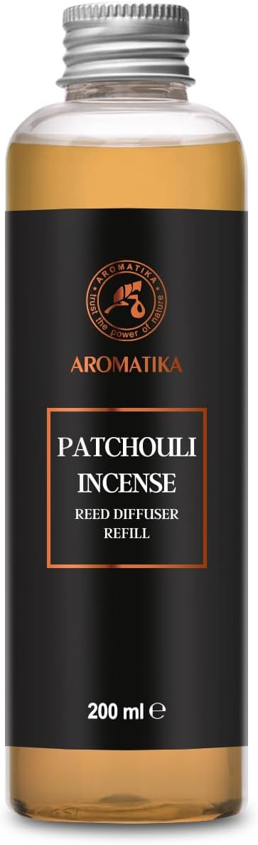 Reed Diffuser Refill Patchouli-Frankincense 6.8Fl Oz - Aroma Refill for Reed Diffuser - Long Lasting Home Fragrance - Air Freshener - Warm Scent - Aromatherapy - Home Decor - Air Diffuser