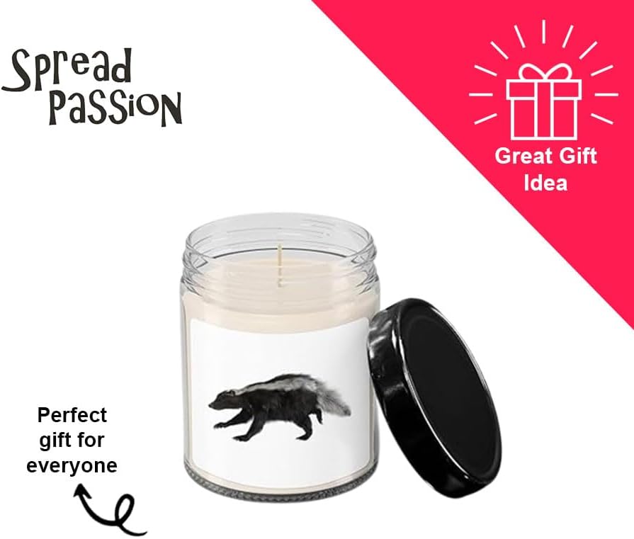 SpreadPassion Skunk - Soy Wax Candle - 9 oz Vanilla-Scented - Hand Poured - Candle Jar