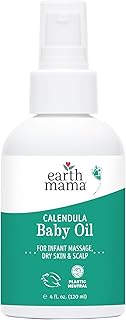 Earth Mama Calendula Baby Oil - Body and Massage Oil for Newborns and Infants - 4 fl oz - Fragrance-Free - Dry Skin & Scalp Moisturizer