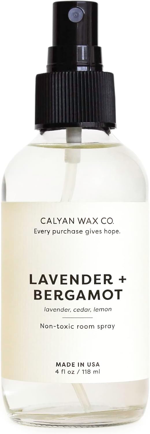 Calyan Wax Co. Lavender & Bergamot Room Spray - Clean Air Freshener - Natural Room Deodorizer - Air Freshener Spray for Home - 4 fl oz