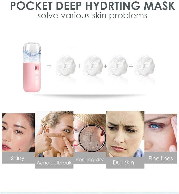GIVERARE Nano Facial Steamer, Handy Mini Mister, USB Rechargeable Mist Sprayer, 30ml Visual Water Tank Moisturizing&Hydrating for Face, Daily Makeup, Skin Care, Eyelash Extensions-Pink