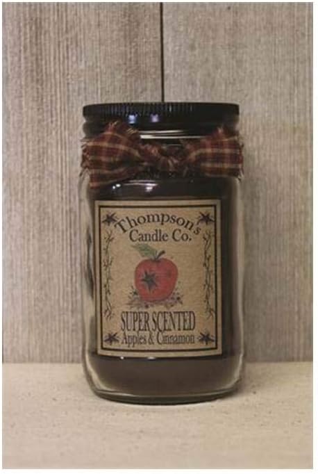 Thompson's Candle Apples and Cinnamon Small Mason Jar Scented Candle, 12 Oz (acsm)