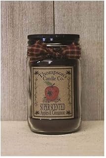Thompson's Candle Apples and Cinnamon Small Mason Jar Scented Candle, 12 Oz (acsm)