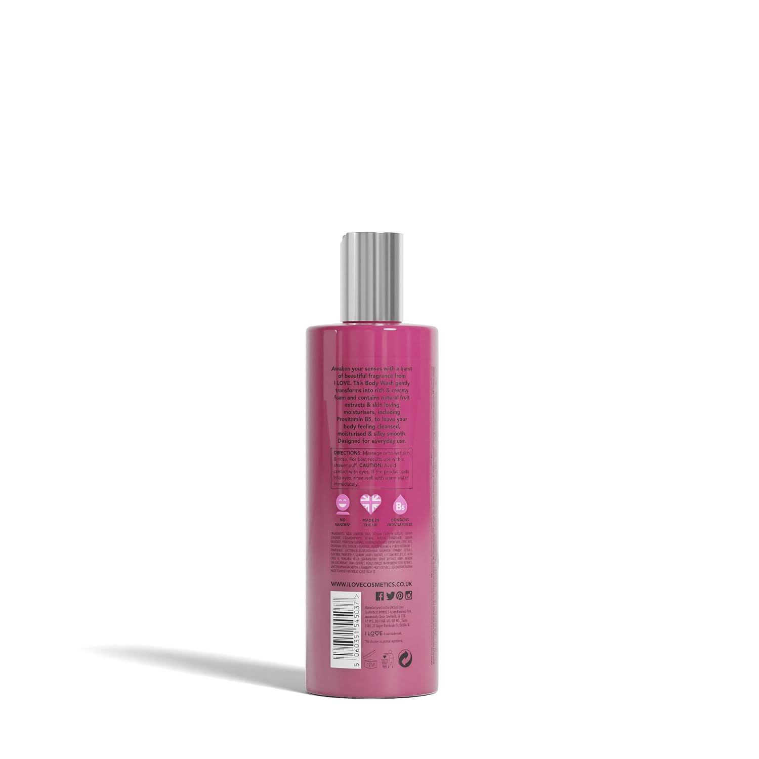 I LOVE Glazed Raspberry Scented Body Wash - Moisturizing Body Wash and Foaming Bubble Bath - Raspberry, Strawberry, and Vanilla Fragrance - 11.8 Ounces