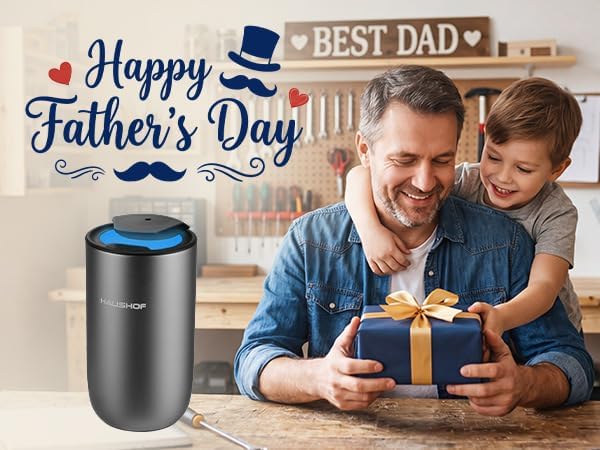 HAUSHOF Waterless Essential Oil Diffuser for Home & Car, Smart Aromatherapy Scent Diffuser with Auto On/Off, 3 Mist Levels & 3 Color Lights, Rechargeable Portable Design, Premium Silver Metal Finish