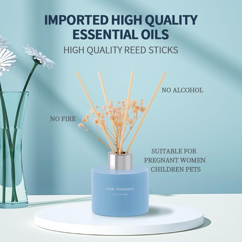 Reed Diffuser, 4.06 oz(120ml) Lavender & Geranium Scented Diffuser with 4 Sticks, Diffusers Home Fragrance Essential Oil Reed Diffuser Set for Home Large Rooms Bathroom Shelf Decor