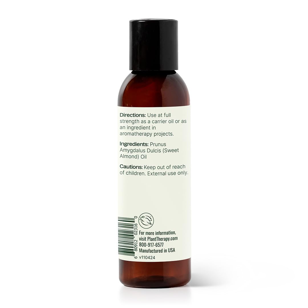 Plant Therapy Sweet Almond Oil 4 oz – 100% Pure, Massage & Aromatherapy Carrier Oil, Unscented, Made in USA
