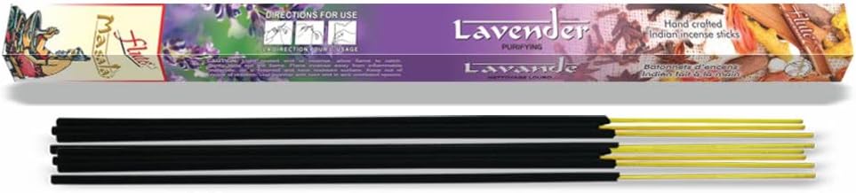 Flute Lavender Masala Incense Sticks | Premium Incense for Deep Relaxation, Sleep and Positive Energy | 7 Sticks/Pack, 25 Packs/Box, 9" 175 Sticks with 45 Mins Burning time