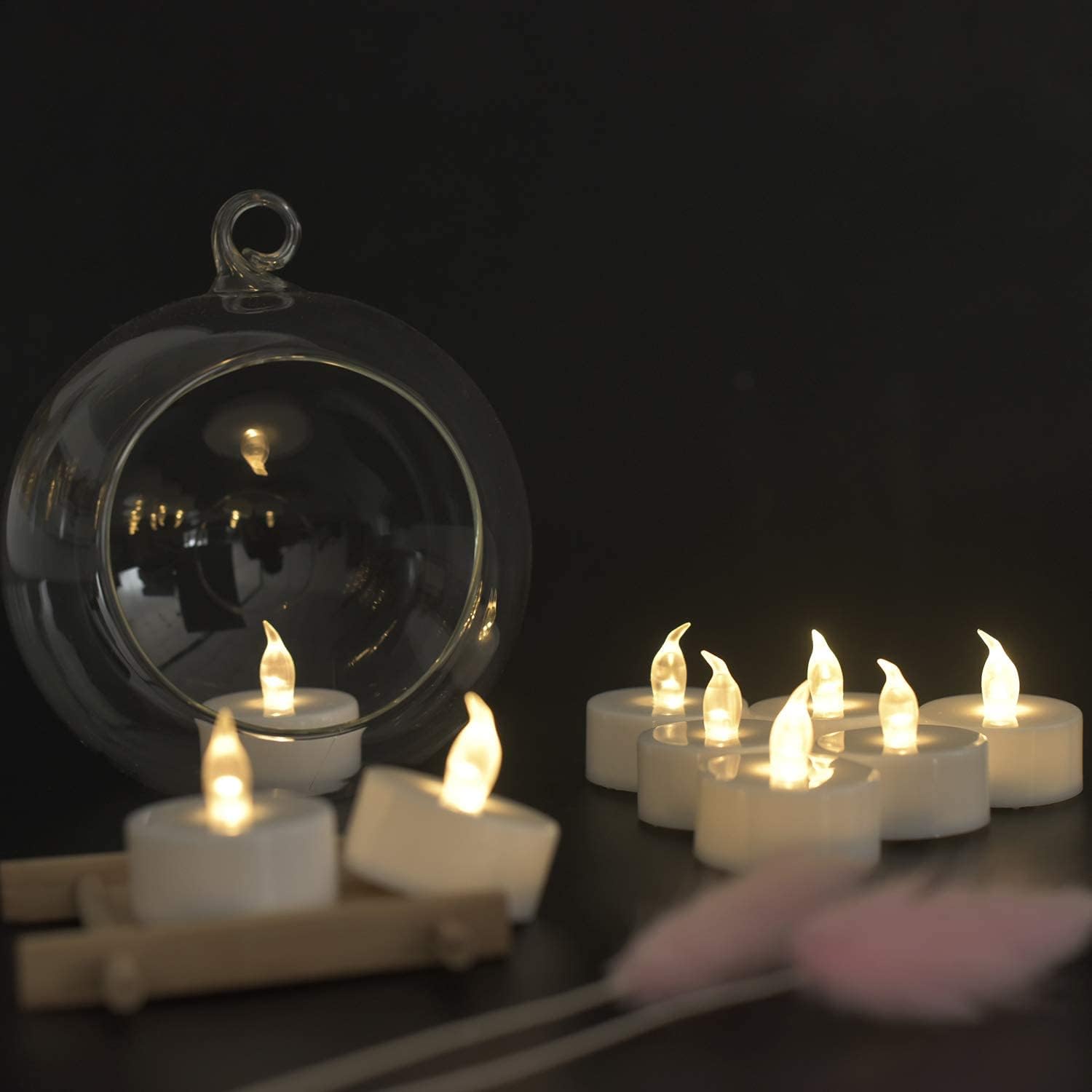 Tea Lights - 50 Pack Flameless LED Candles - 200 Hour Battery Operated - Realistic Flickering - Warm White Light - Perfect for Halloween & Seasonal Celebrations