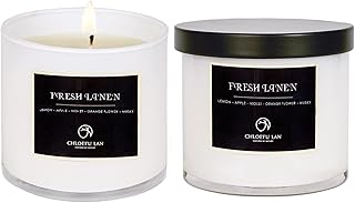 Fresh Linen Candles Laundry Candles Non-Toxic Air Freshening Scented Candle Decorative Pet Odor Eliminator for Home Luxury Scented Soy Jar Candle for Bathroom Decor 7.1 oz 2 Pack