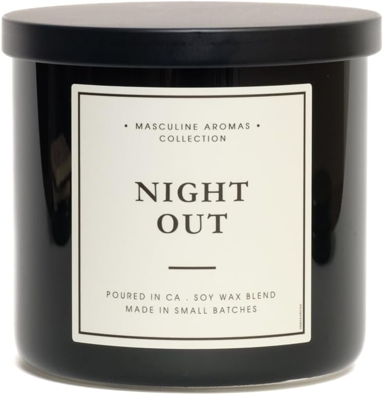 | Masculine Aromas 17oz | 60 Hours | Soy Vegan Wax | Scented Mens Candles with Natural Essential Oils | (Night Out)