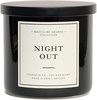 | Masculine Aromas 17oz | 60 Hours | Soy Vegan Wax | Scented Mens Candles with Natural Essential Oils | (Night Out)