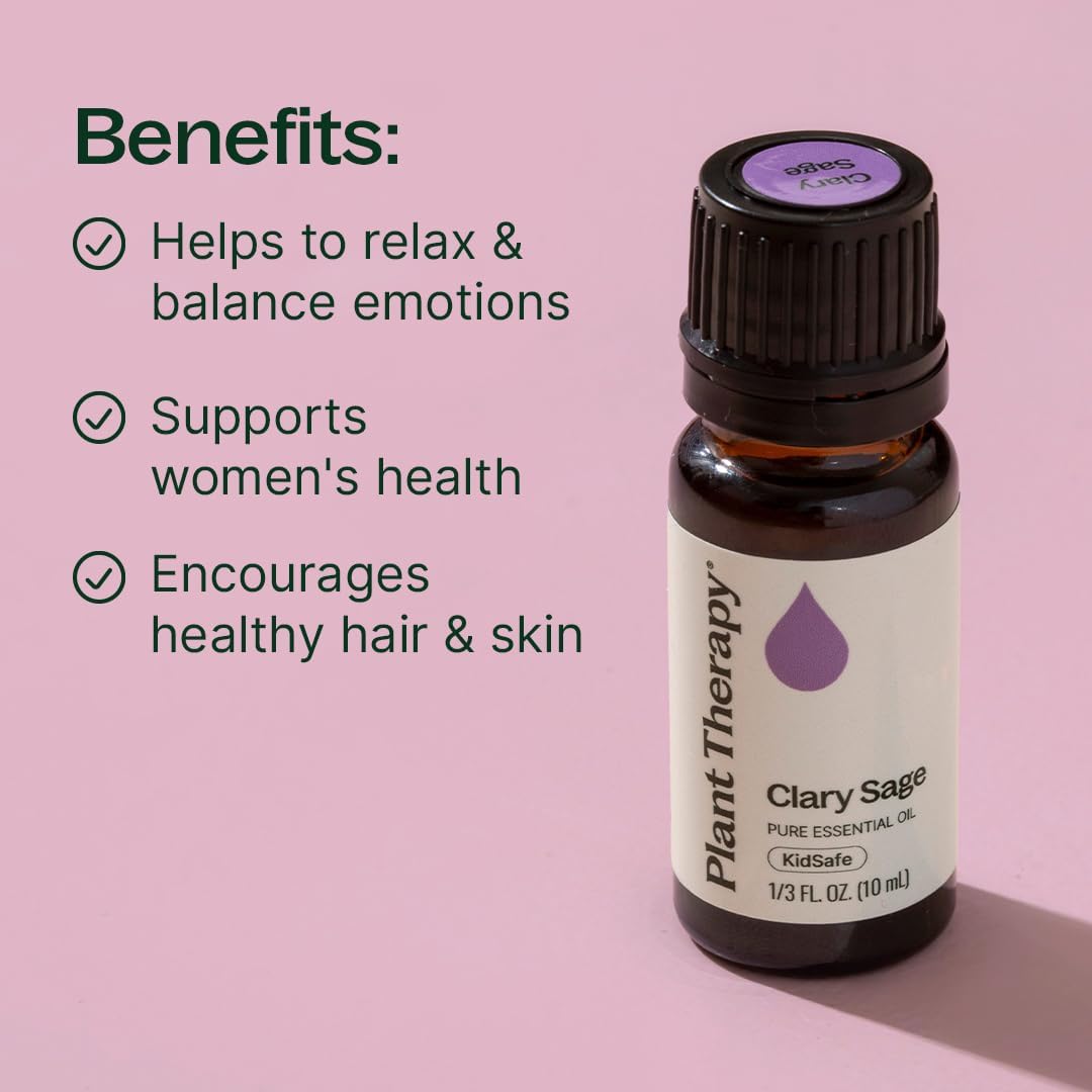 Plant Therapy Clary Sage Essential Oil 100% Pure, Undiluted, Natural Aromatherapy, Therapeutic Grade 10 mL (1/3 oz)
