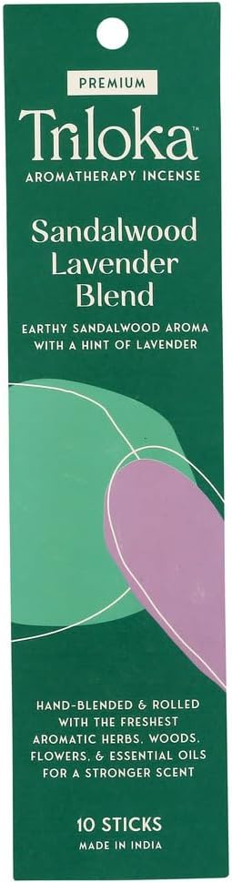 Triloka Premium Incense, Sandalwood Lavender Blend, 10 Sticks