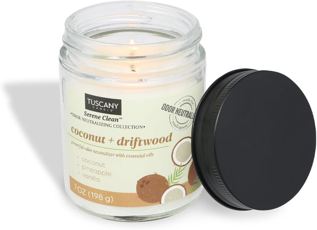 Tuscany Candle Coconut + Driftwood Scented Odor Neutralizing Candle, 7 oz - Serene Clean™ Collection