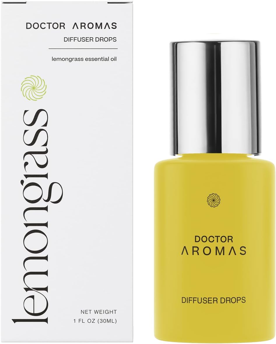 Doctor Aromas Premium Therapeutic Essential Oils Fragrance Scents Bottles Refills – Organic Aroma, Safe for Diffusers, Aromatherapy – 100% Natural Lemongrass – 1 OZ (Lemongrass, Pack of 1)