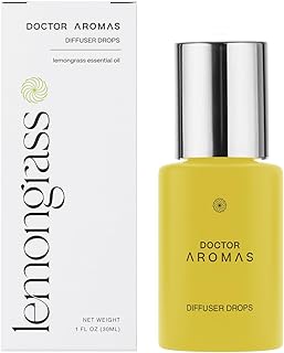 Doctor Aromas Premium Therapeutic Essential Oils Fragrance Scents Bottles Refills – Organic Aroma, Safe for Diffusers, Aromatherapy – 100% Natural Lemongrass – 1 OZ (Lemongrass, Pack of 1)