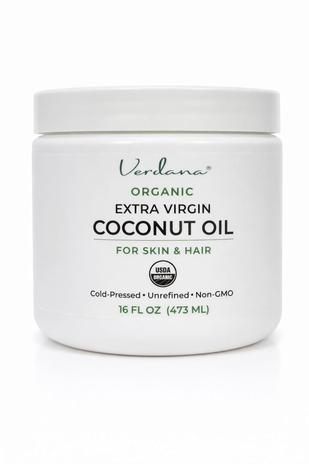 Verdana Organic Coconut Oil for Skin & Hair, Extra Virgin Unrefined Cold Pressed, Rich Moisturizer for Dry Skin & Body, USDA Organic, 16 fl oz Jar