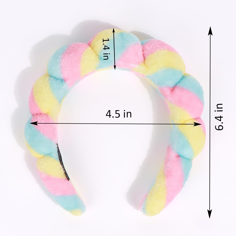 AOENJIE Spa Headbands for Washing Face or Makeup, Sponge Bubble Skincare Headbands, Puffy Terry Cloth Hairband for Women, Skin Care Makeup Headwear Hair Accessories for Girls