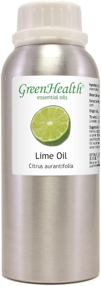 Lime Essential Oil – 8 fl oz (237 ml) Aluminum Bottle w/Plug Cap – 100% Pure Essential Oil – GreenHealth