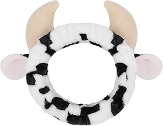 Huachi Cow Hairband for Washing Face, Soft Microfiber Spa Headband for Women & Girls, Cute Animal Print, Facial Cleansing Head Wraps, Perfect for Skincare, Makeup, Pajama Parties, Stocking Stuffers