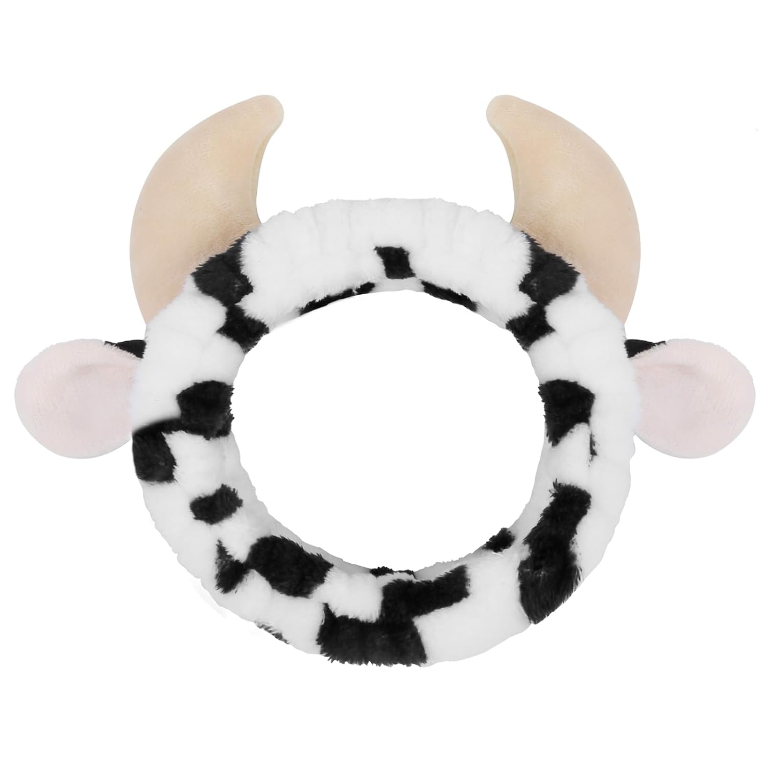 Huachi Cow Hairband for Washing Face, Soft Microfiber Spa Headband for Women & Girls, Cute Animal Print, Facial Cleansing Head Wraps, Perfect for Skincare, Makeup, Pajama Parties, Stocking Stuffers