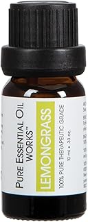 Pure Essential Oil Works Lemongrass Oil, 100% Pure, Natural, Paraben-Free and Therapeutic Grade with Euro-Style Dropper, 0.33 Ounces