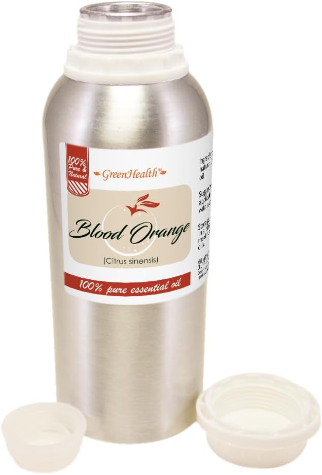 Blood Orange Essential Oil – 8 fl oz (237 ml) Aluminum Bottle w/Plug Cap – 100% Pure Essential Oil – GreenHealth