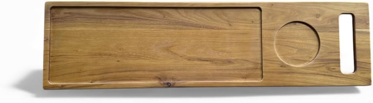 Zeek Bathtub Caddy Tray Solid Natural Wood Bath Board Charcuterie Serving Platter Housewarming Gift