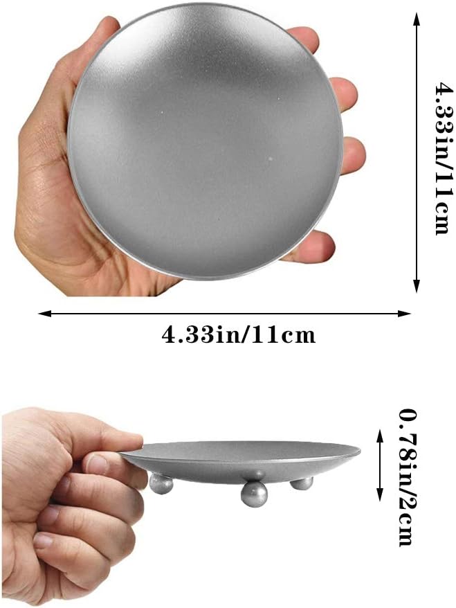 2 Sets Iron Plate Candle Holder, Roucerlin Decorative Iron Candle Plate, Premium Pedestal Stand Candlestick Plates for Wax (Silver)