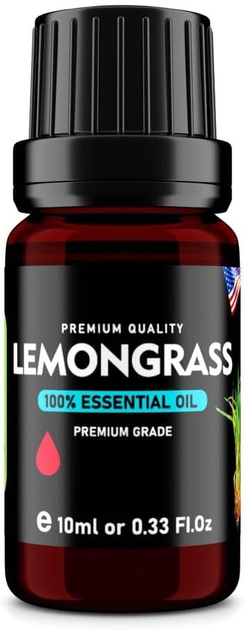 Lemongrass (Cymbopogon citratus) 100% Pure Essential Oil, Select Grade, 10ml