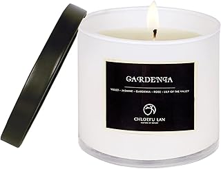 Premium Gardenia Scented Candle for Men & Women, Highly Scented, 7.1oz|45 Hour Long Lasting, All Natural Soy Candles, Home Decor, White Glass Jar Candle with Gift Box