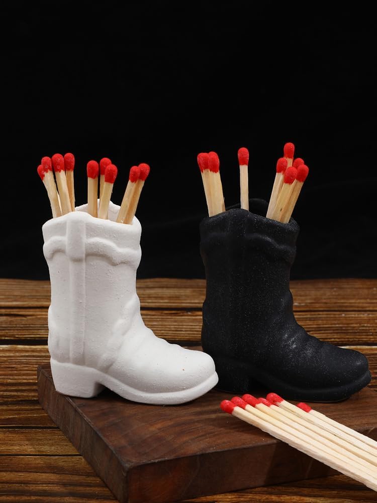 Ceramic Match Holder, Cute Boot Match Holder with Striker, Decorative Match Box, Small Match Jar Holder, Functional Matchstick Holder for Home Decor, Matches NOT Included(Pink)