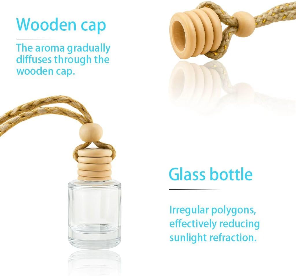 Car Oil Diffusers Hanging 8ml– 30pcs Refillable Cylinder Car Diffuser Bottle for Essential Oils, DIY Air Freshener Pendant for Vehicle, Gift, Closet Use