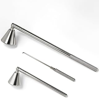 Innovative 2-in-1 Candle Snuffer Extinguisher with Removable Wick Dipper,Candle Flame Put Out Tools with Non-Slip Long Handle,Perfect Accessories for Candle Lovers (Silver)