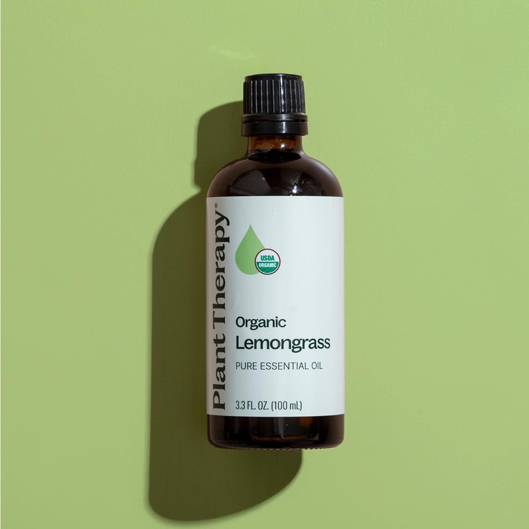 Plant Therapy Organic Lemongrass Essential Oil 100 mL (3.3 oz), 100% Pure, USDA Certified Organic, Undiluted, Aromatherapy, Deodorizing, and Immune Support