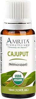 Organic Cajuput Essential Oil - Melaleuca cajuputi - 100% Pure Undiluted & Therapeutic Grade, Premium Quality Aromatherapy Oils, Tested & Verified - 10ML : AMRITA Aromatherapy