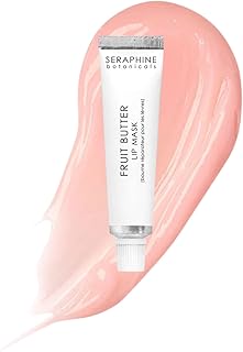 Seraphine Botanicals Fruit Butter Restorative Lip Mask Overnight Gel Balm Repair Dry, Chapped Lips Instant Hydration, Softness & Elasticity with Shea Butter & Apricot Kernel Oil Dewy Finish 0.51oz