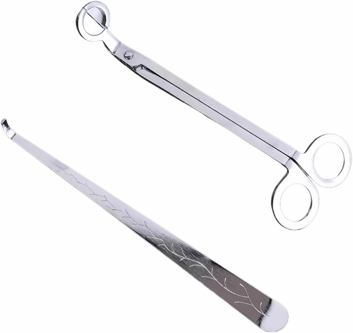 2-in-1 Candle Wick Trimmer and Snuffer Set, 7.87-inch Copper Nickel Plated Tool