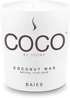 COCO by Stone 11oz Candle, Coconut Apricot Wax Candle for Home (Baies) Home Fragrance Products, 1 Wick Candle, Enhance Indoor Aroma, Vegan & Cruelty-Free, Clean Burning and Hand Poured Candle