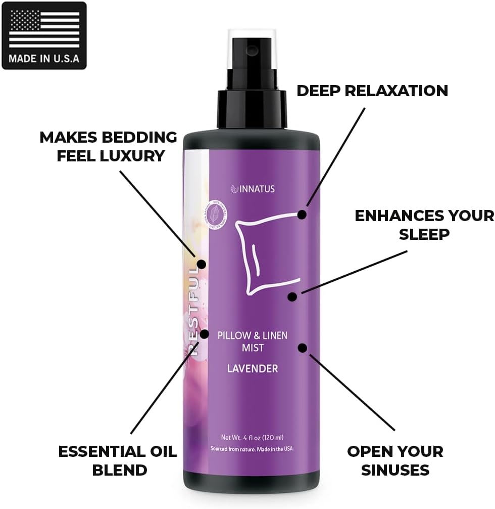All-Natural Pillow & Linen Spray – 4oz Aromatherapy Mist for Relaxation & Better Sleep – Chemical-Free, Water-Based Bedding & Room Spray