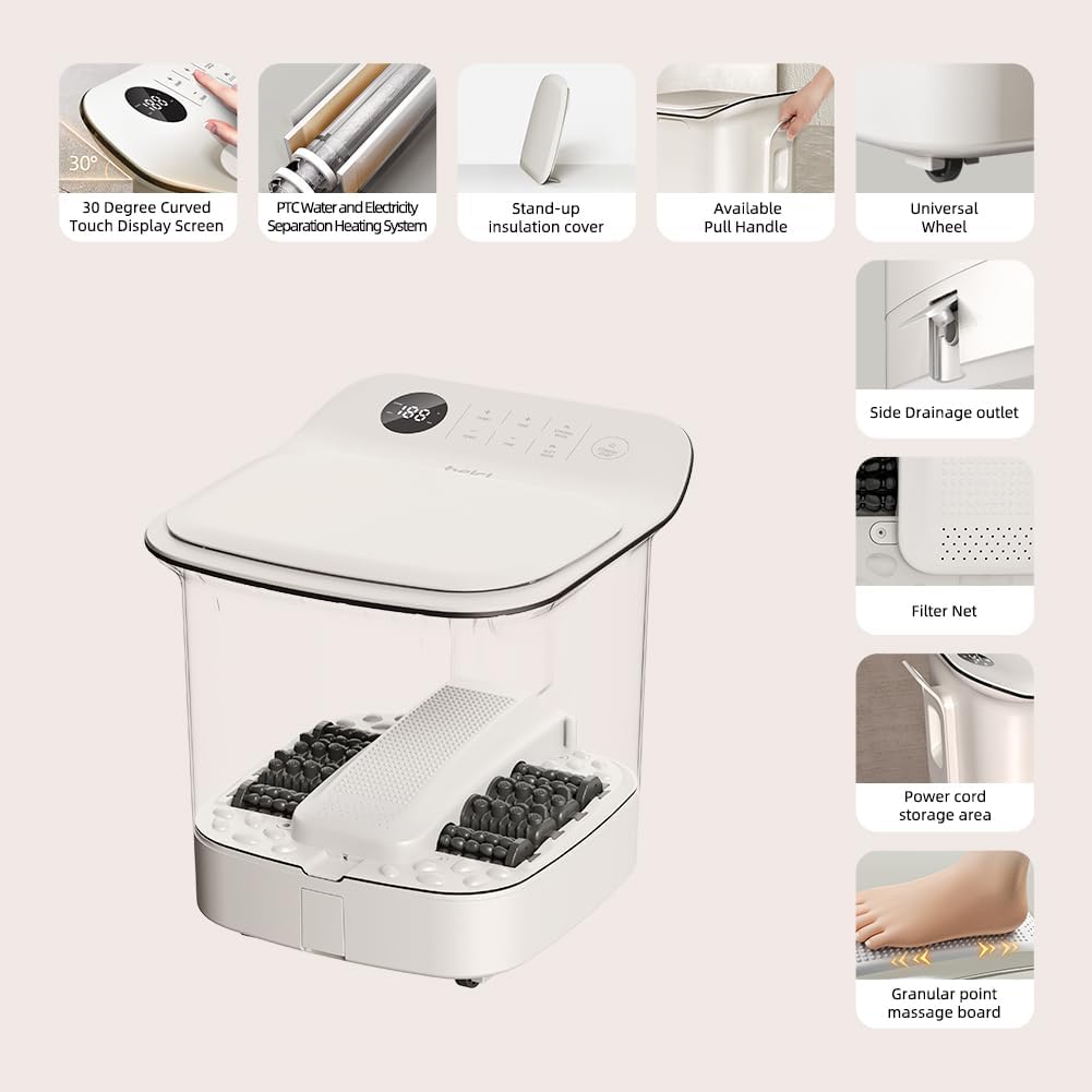 13-inch Foot Spa with Fully Automatic Electric Massage Dual-Action System, Integrating Electric Massage Rollers and Shiatsu Functionality, Featuring a Timer and Water Temperature Control