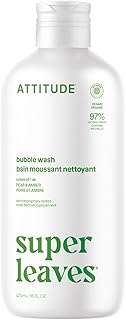 Attitude Bubble Bath, EWG Verified, Plant and Mineral-Based, Dermatologically Tested, Vegan Body Care Products, Pear & Amber Scent, 16 Fl Oz