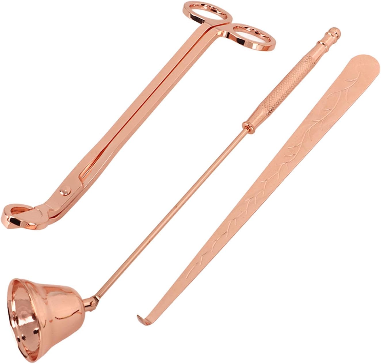 3pcs Candle Wick Trimmer Set, Stainless Steel Candle Accessory Set with Wick Trimmer Snuffer and Dipper, Rose Gold 3 - in - 1 Candle Care Kit for Safe Clean Burning