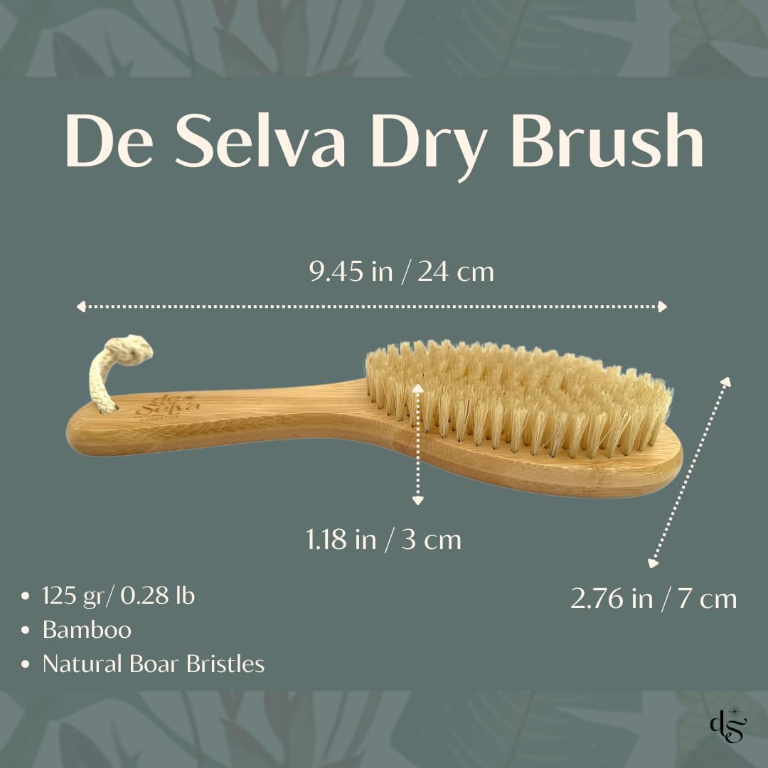 Dry Brush for body with Natural Boar Bristle & Bamboo Handle. Dry Body Brush for Lymphatic Drainage, Cellulite, Dead Skin. For Circulation & Smooth Skin. Gifts for Women.1 unit with box