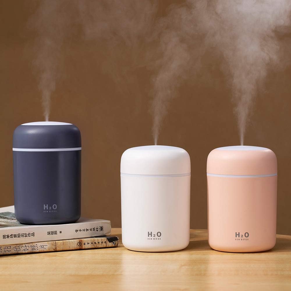 Colorful Cool Mini Humidifier,Essential Oil Diffuser Aroma Essential Oil USB Cool Mist Humidifier,2 Adjustable Mist Modes, Super Quiet,for Car,Office,Bedroom(Pink)