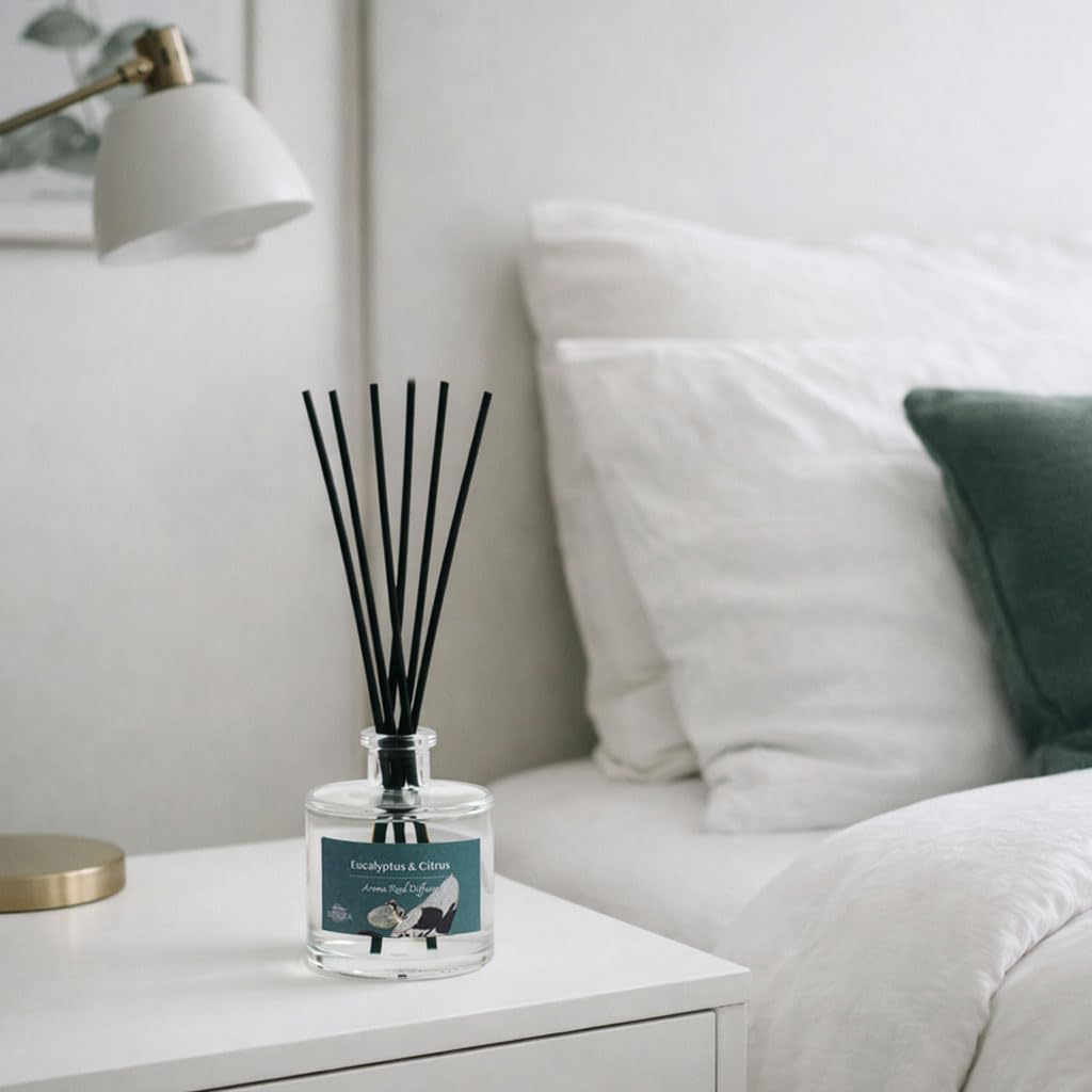 Reed Diffuser Set, Eucalyptus & Citrus 3.52 oz (100ml) Scented Diffuser with Sticks Home Fragrance Reed Diffuser for Bathroom Shelf Decor, Ideal Gift for Woman