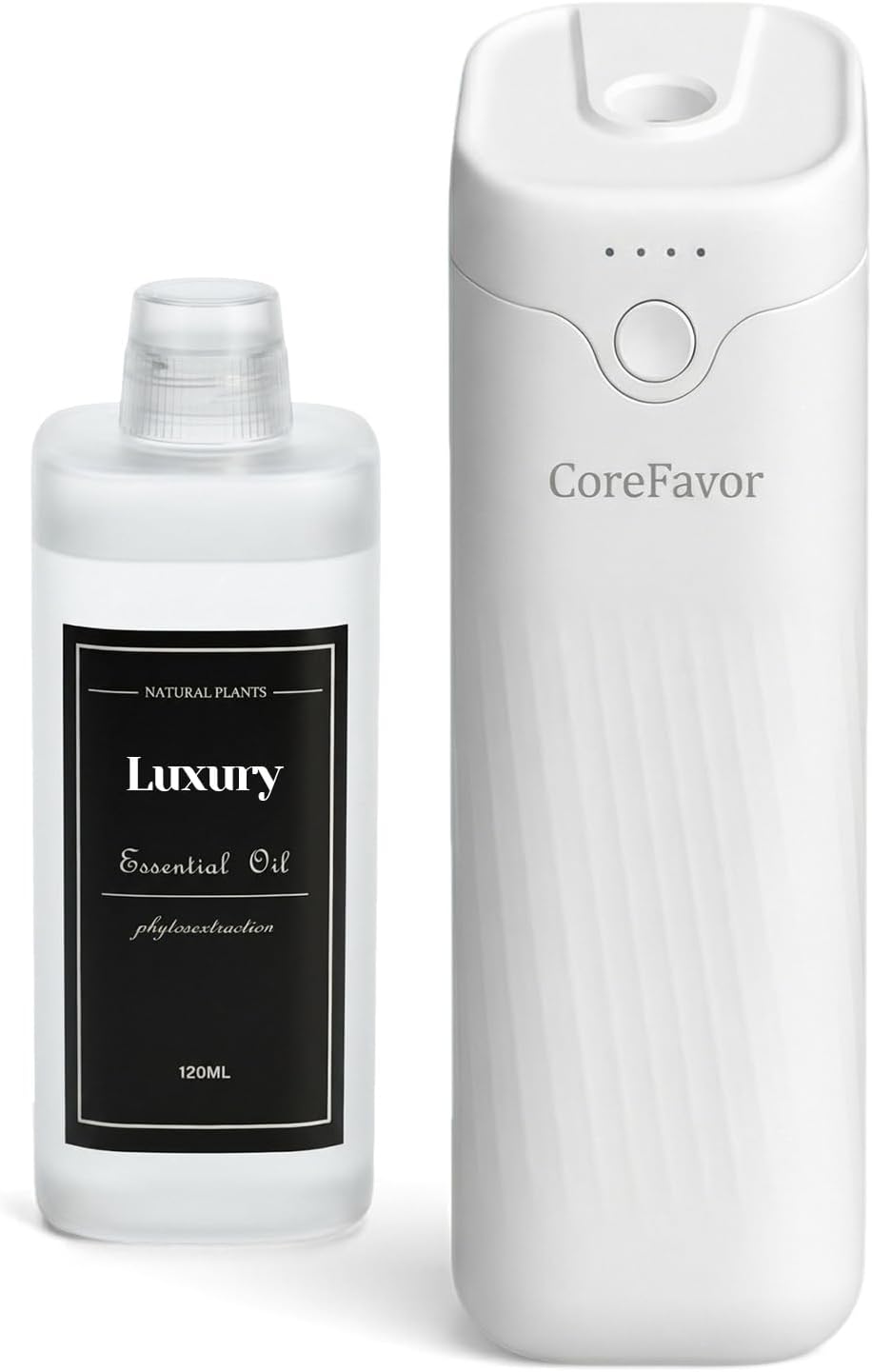 Waterless Essential Oil Diffuser, 4.06fl oz(120ml) Portable Battery Operated Cold Air Aroma Scent Machine, 4 Intensity Levels, Quiet Diffuser for Bedroom Office Bath Car (White-Luxury1)